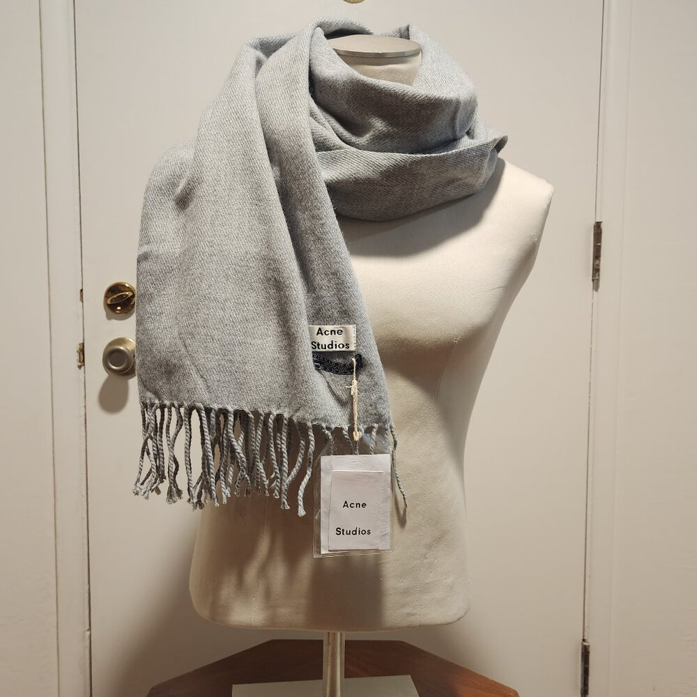 Acne Studios Oversize Blanket Scarf - 26" x 75" Heather Gray Virgin Wool